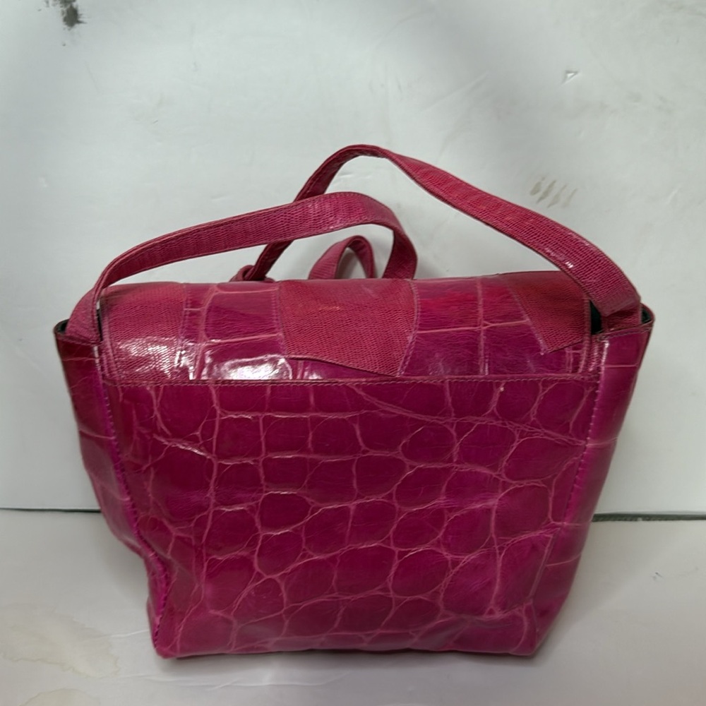 Sharif vintage Pink crocodile pattern Handbag - Picture 2 of 12